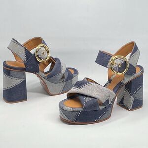 See by Chloe Joei Patchwork Denim Platform Sandals size 39